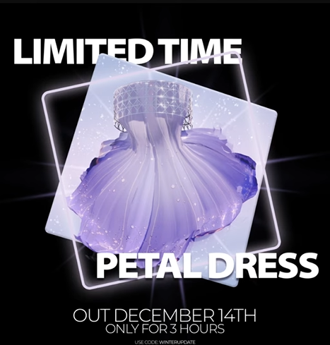 NEW Dress To Impress Winter Update Petal Dress Only Available For 3 Hours