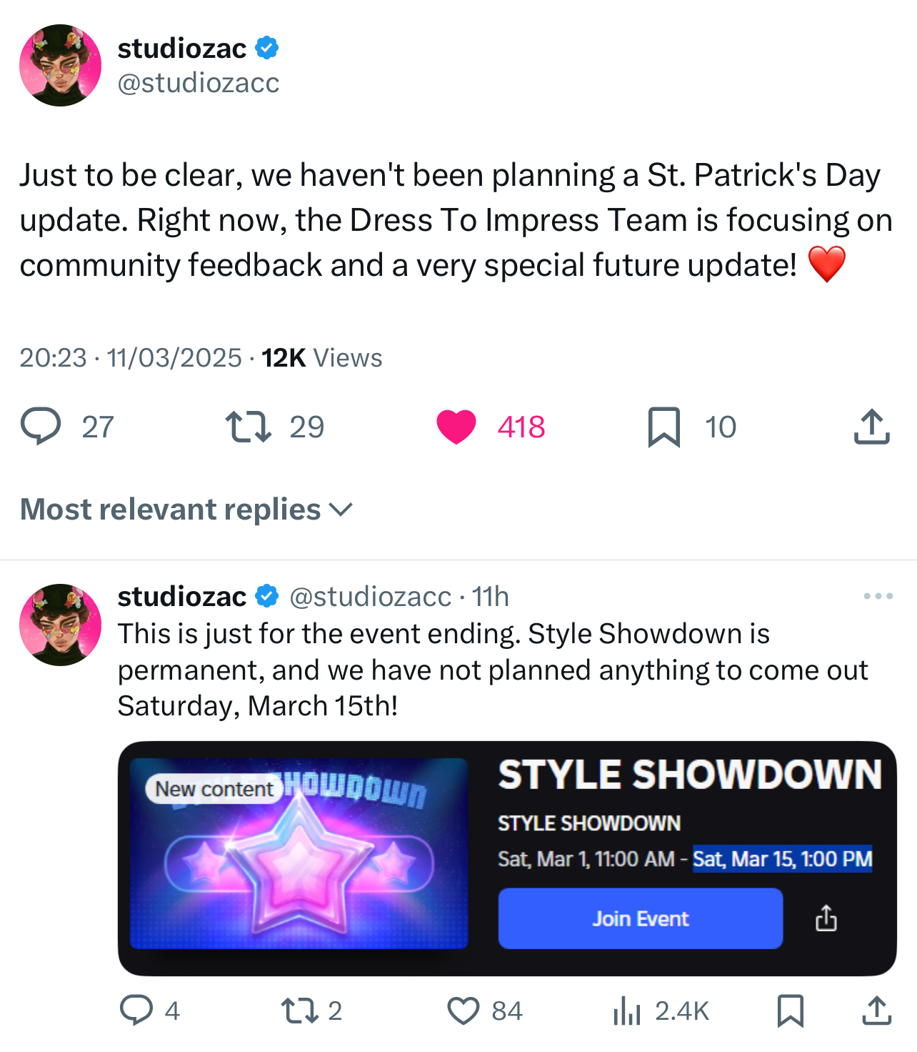 Is There Going To Be A Dress To Impress St Patrick’s Update?